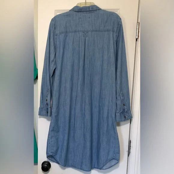 Chambray M Sonoma Shirt Dress Overshirt Denim Look Long Sleeves Collar - Picture 4 of 7